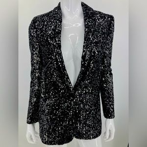 Zara Black with Silver & Black Sequins Size XS Lined Gently Used Stunning